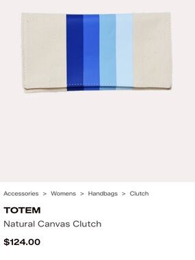 Totem Natural Canvas Clutch with Gradient Blue Stripes like new